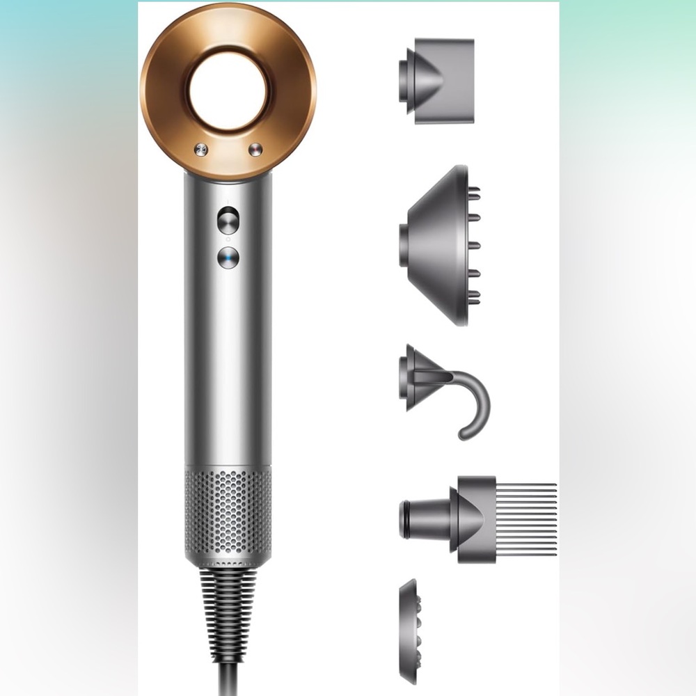 Silver and Gold Hair Dryer with Attachments